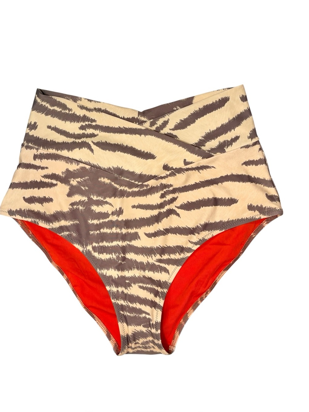 Aerie High Waisted Crossover Bikini Bottom Zebra Size S NWT